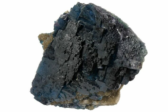 Blue Stepped Fluorite Crystals on Quartz - China #127247